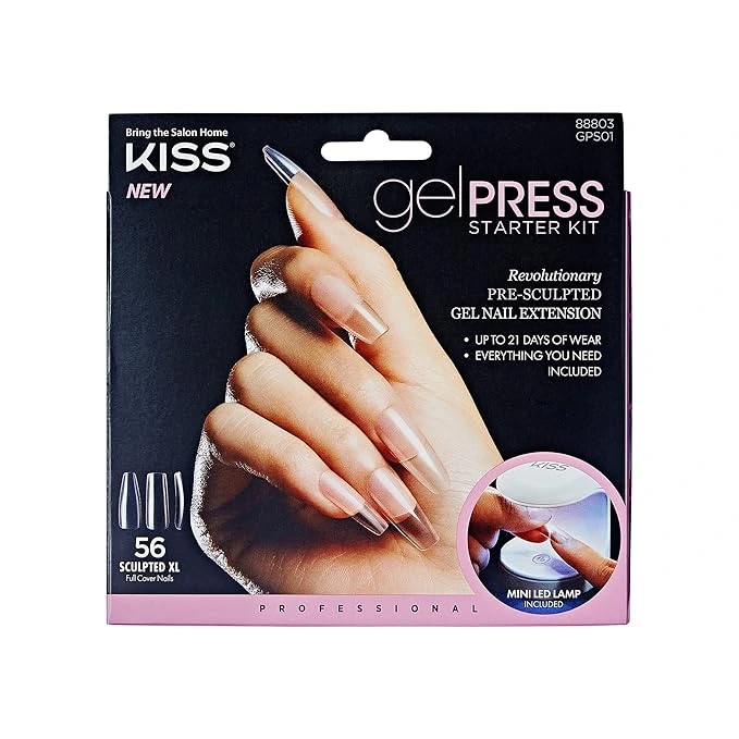 KISS Nail Art Kit with paint pots, foil, gems, brushes, and practice nail wheel