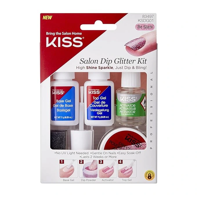 KISS Nail Art Kit with paint pots, foil, gems, brushes, and practice nail wheel