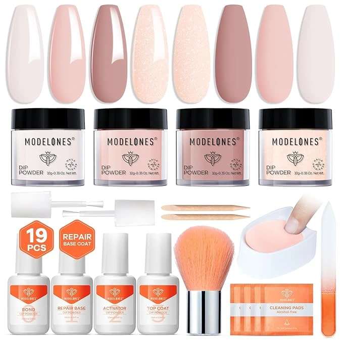 Modelones Nail Art Kit with mini UV lamp, gel polish, dotting tools, and decorative nail gems