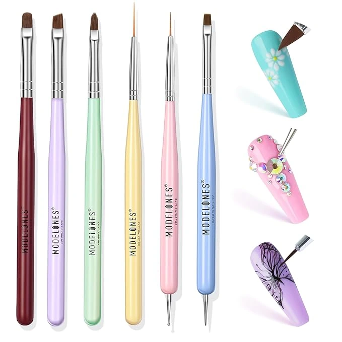 Modelones Nail Art Kit with mini UV lamp, gel polish, dotting tools, and decorative nail gems