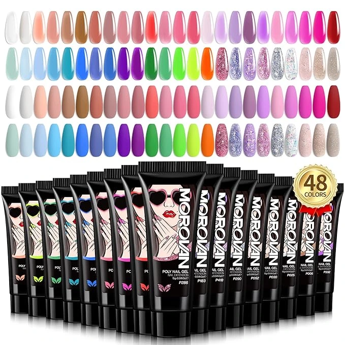 Morovan Poly Gel Nail Kit with LED lamp, poly gel, nail drill, and tools for salon-quality nails