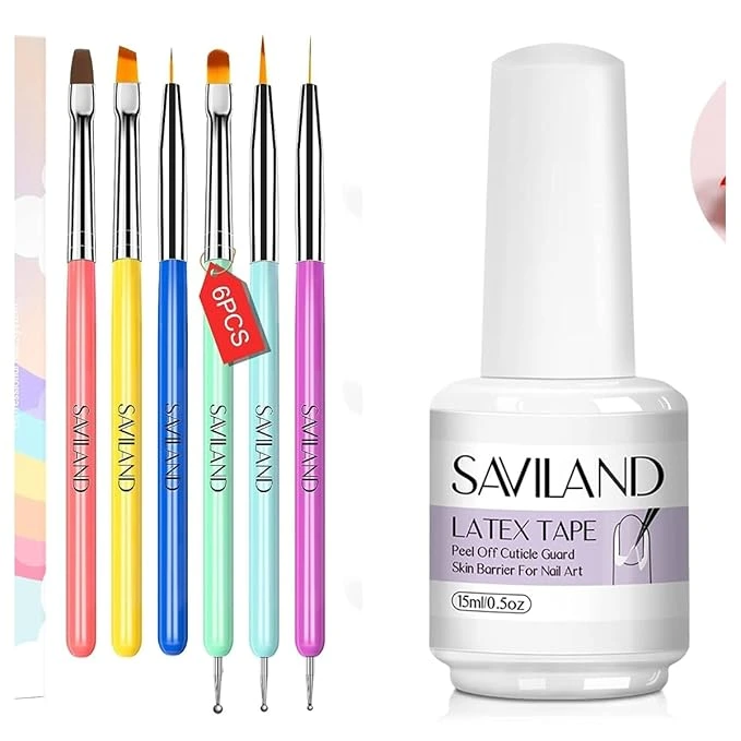 Saviland Nail Decoration Set with brushes, foils, stickers, rhinestones, and nail art tools