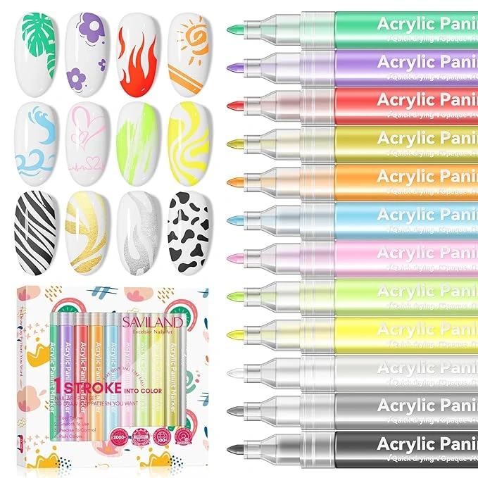 Saviland Nail Decoration Set with brushes, foils, stickers, rhinestones, and nail art tools
