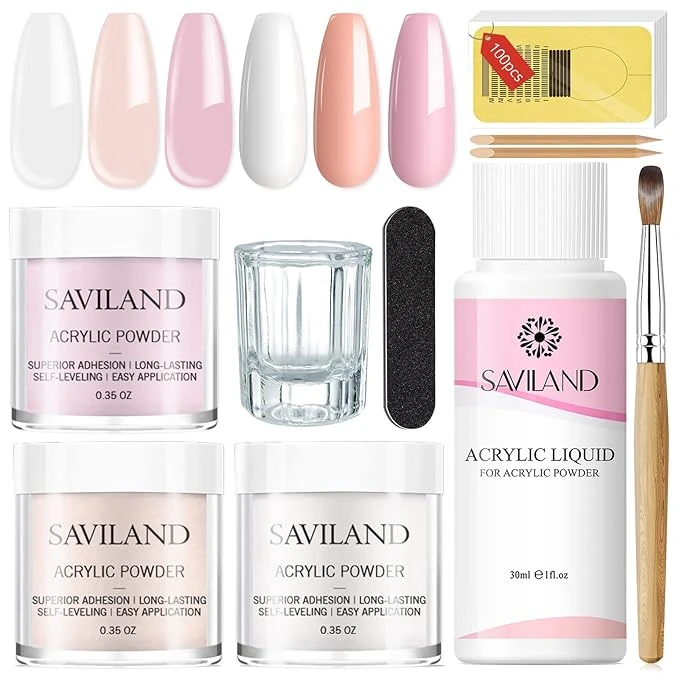 Saviland Nail Decoration Set with brushes, foils, stickers, rhinestones, and nail art tools
