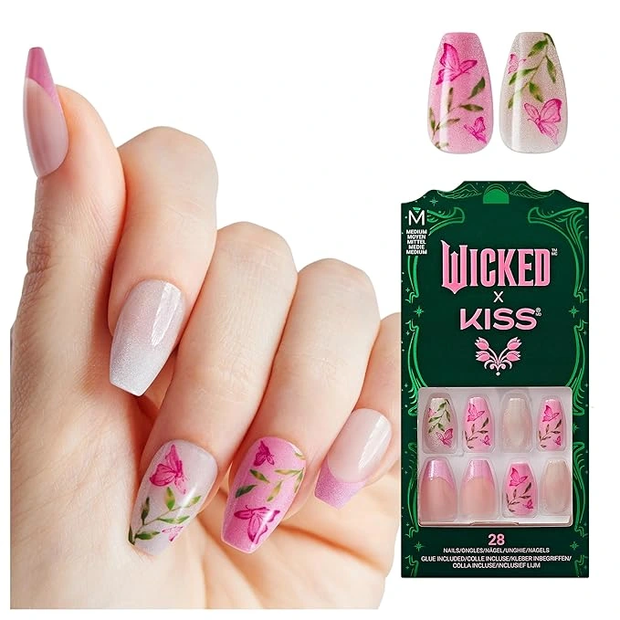 KISS Nail Art Kit with paint pots, foil, gems, brushes, and practice nail wheel