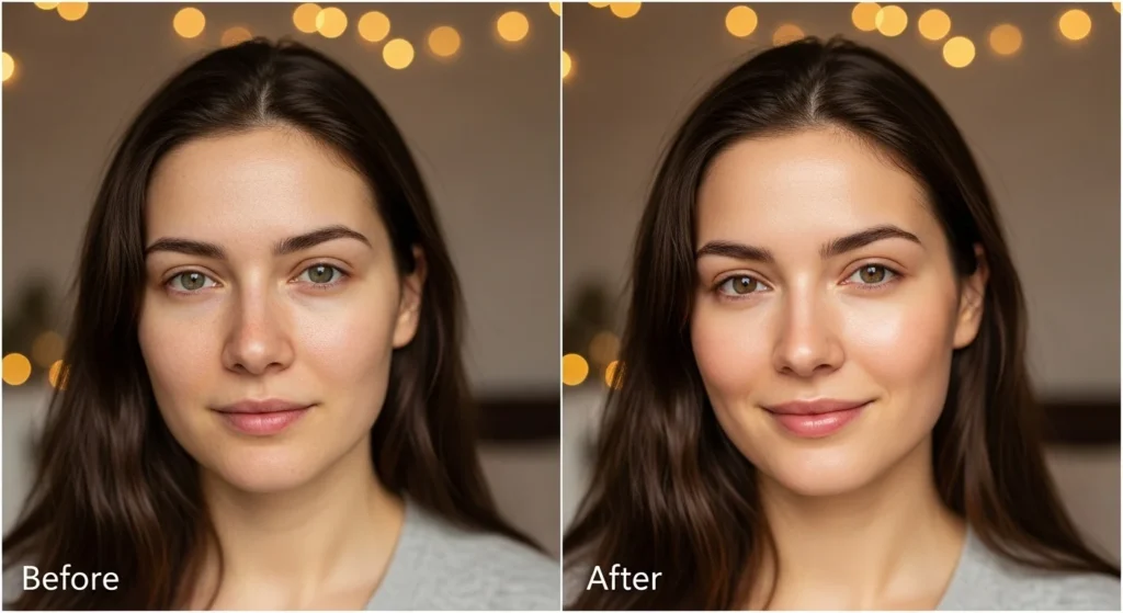 Before and after skin flooding hack showing transformation from dry dull skin to glowing hydrated skin