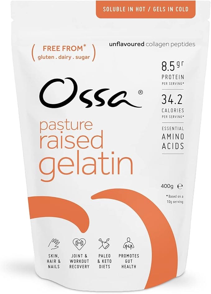 Unflavored gelatin powder used in DIY peel-off masks for blackhead removal and pore tightening.