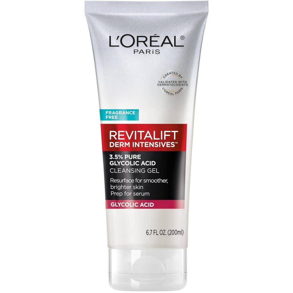 5-7% glycolic acid toner (L’Oréal Revitalift Glycolic Bright