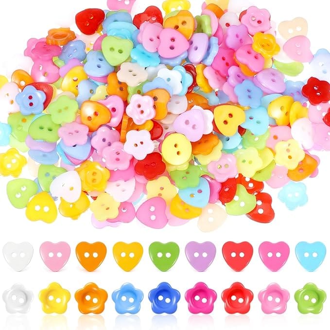 3. Bulk Buy: Sewing Buttons Mixed Lot 300pcs — Colourful Resin Set