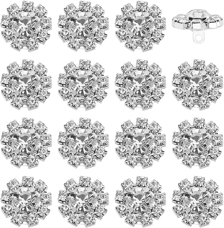 4. Rhinestone Shank Buttons — Crystal Clear, 20 pack (18mm)