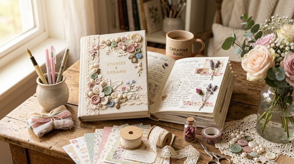 Aesthetic Button Journal / Diary Cover