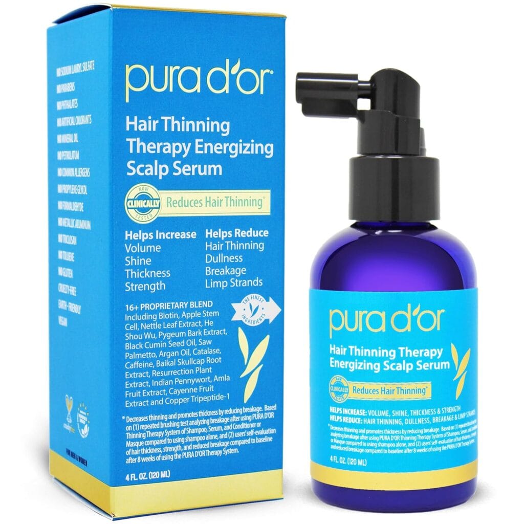 4. PURA D'OR Hair Thinning Therapy Energizing Scalp Serum (4oz)