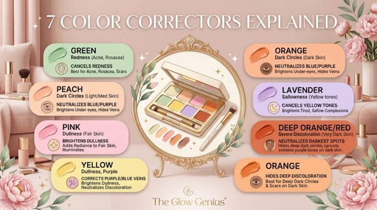 How to Use Color Correcting Makeup for Beginners: 7 Shades Explained