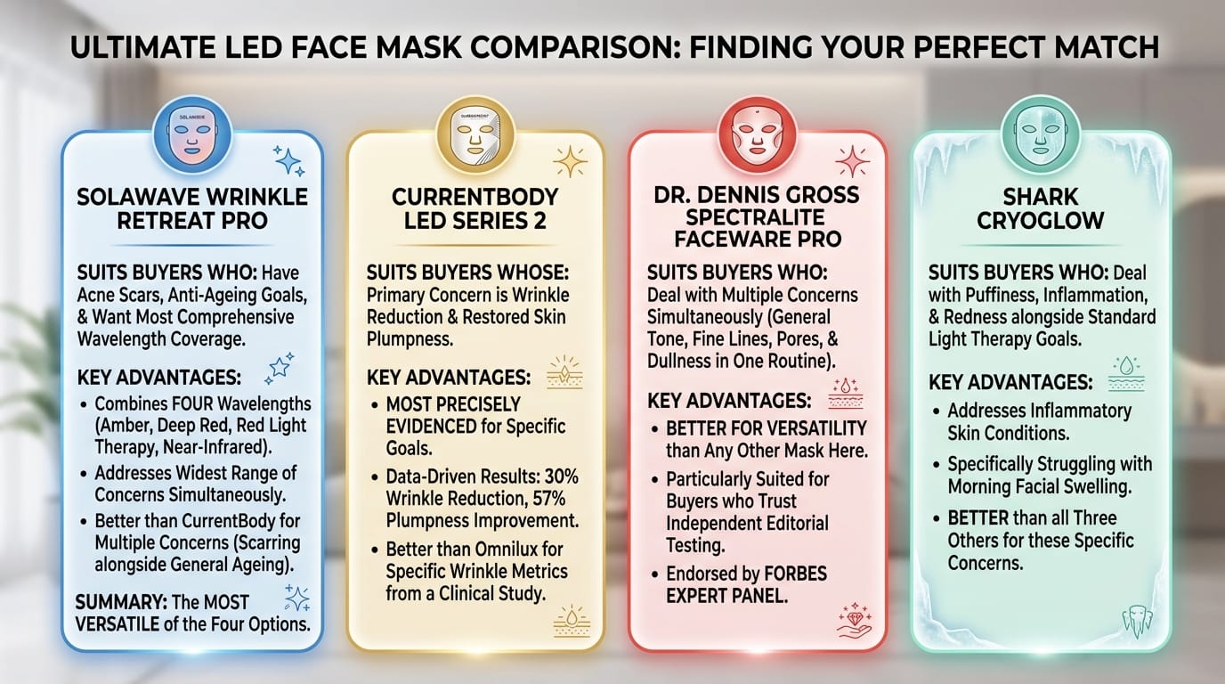 Which red light therapy Mask Suits Which Skin Concern — Quick Guide
